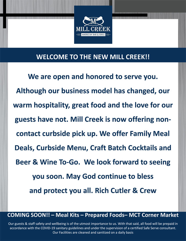 Welcome to Mill Creek Curbside Pick-Up